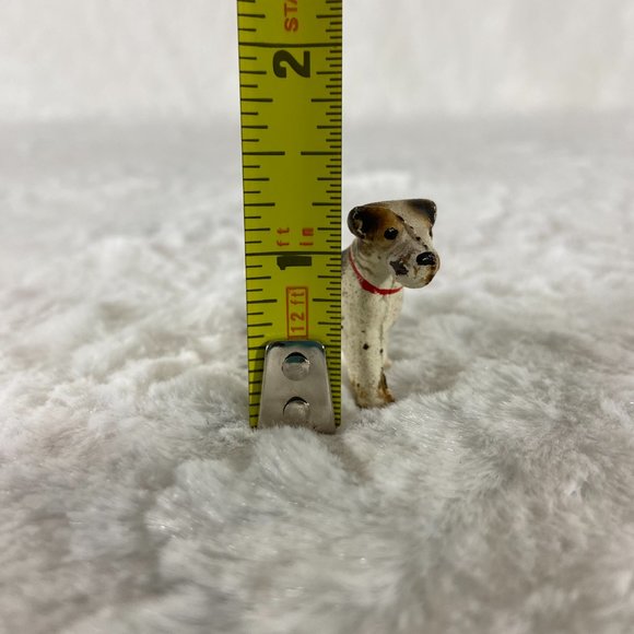 Vintage  Cast Iron  Miniature Painted  Fox Terrier Dog Statue - Picture 6 of 6